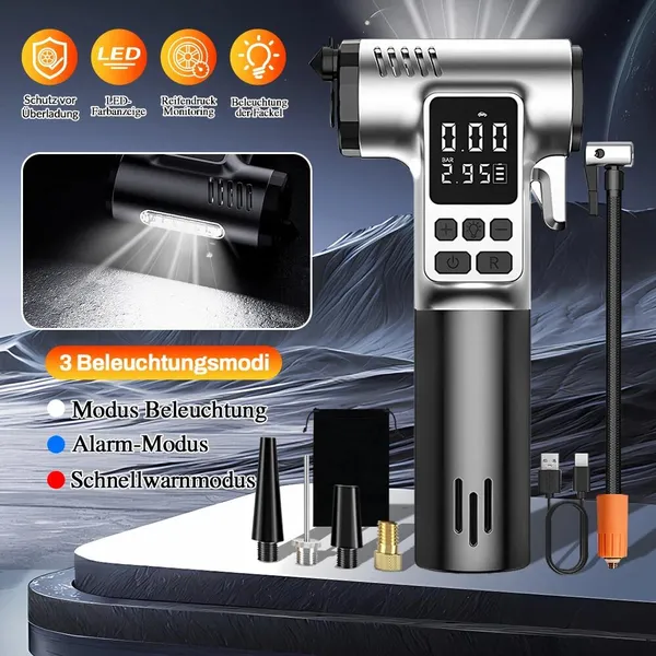 Elektrische, kabellose Luftpumpe mit LCD-Display und Akkubetrieb_voghion.com