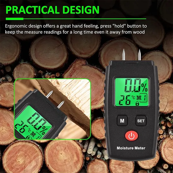 3-in-1-Feuchtigkeitsmessgerät für Holzwände und Wandkonstruktionen mit LCD-Anzeige_voghion.com