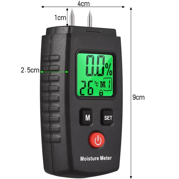 3-in-1-Feuchtigkeitsmessgerät für Holzwände und Wandkonstruktionen mit LCD-Anzeige_voghion.com