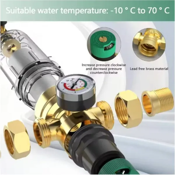 Wasserdruckminderer 3/4 Zoll DN20 mit Manometer und Filter_voghion.com