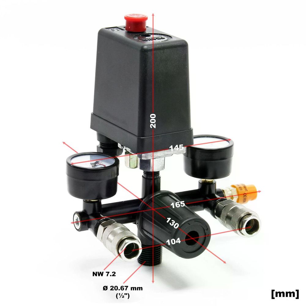 Druckregler mit Schalter, Manometer und Sicherheitsventil für Kompressor_voghion.com