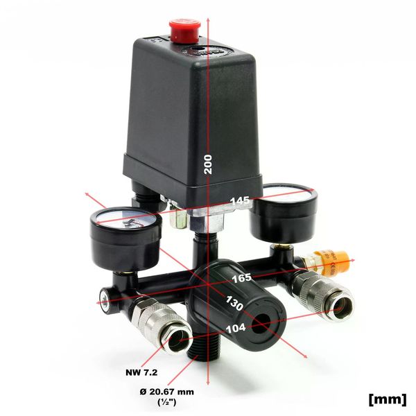 Druckregler mit Schalter, Manometer und Sicherheitsventil für Kompressor_voghion.com