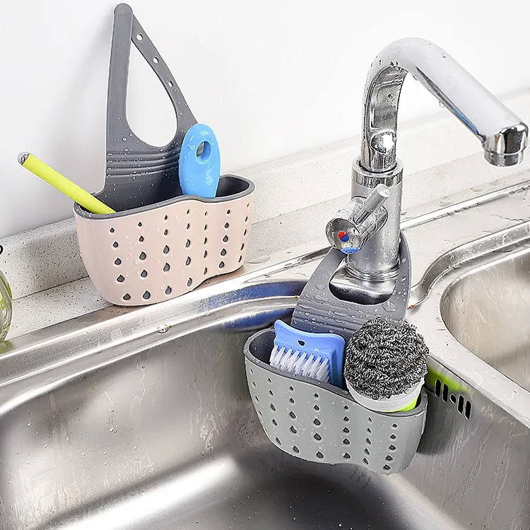 Adjustable Sink Drainer Kitchen Storage Rack Faucet Sponge Holder_voghion.com