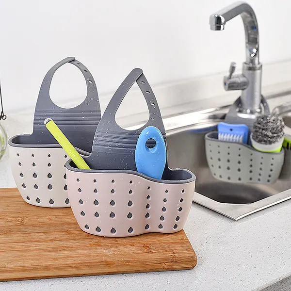 Adjustable Sink Drainer Kitchen Storage Rack Faucet Sponge Holder_voghion.com