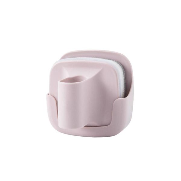 Dish Washing Sponge Wall Mount Self Adhesive PP Handle Scrubber_voghion.com