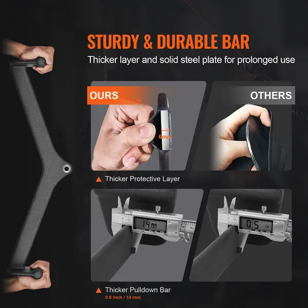 Pulldown Attachment For Cable Machine Rowing V-Bar Tricep Pull Down Bar Back Strength Training Rubber Coated Grip Bicep Curl Lat Bar_voghion.com