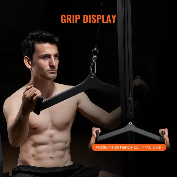 Pulldown Attachment For Cable Machine Rowing V-Bar Tricep Pull Down Bar Back Strength Training Rubber Coated Grip Bicep Curl Lat Bar_voghion.com