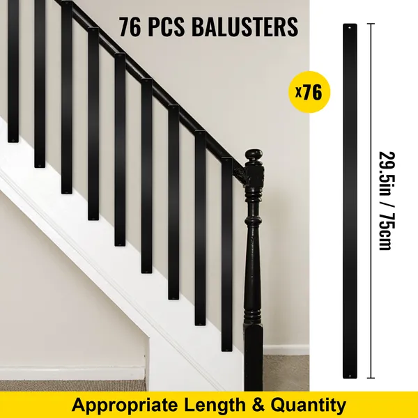 Deck Balusters Metal Deck Spindles 76 Pack 29.5' Aluminum Alloy Railing_voghion.com